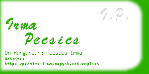 irma pecsics business card